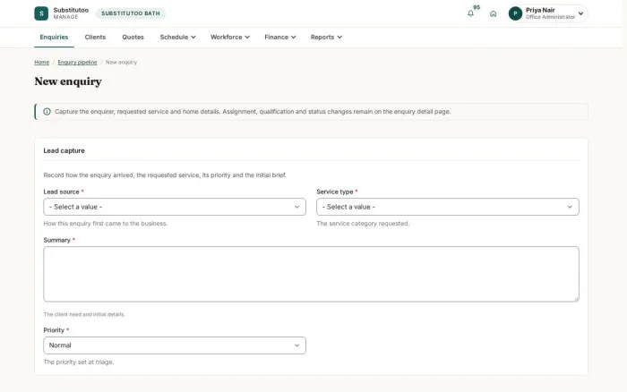 New enquiry