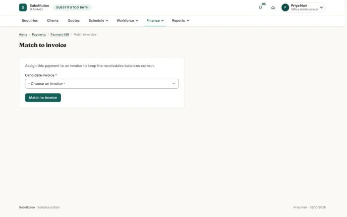 Match to invoice