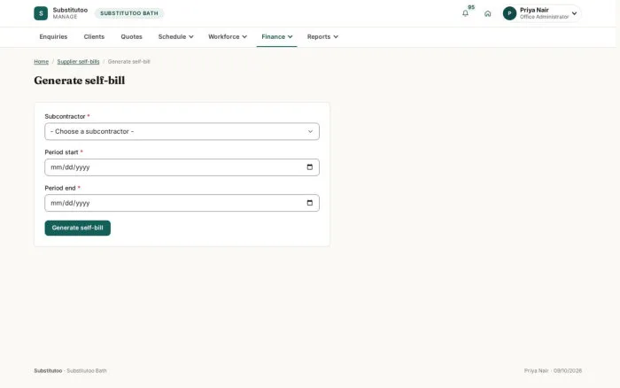 Generate self-bill