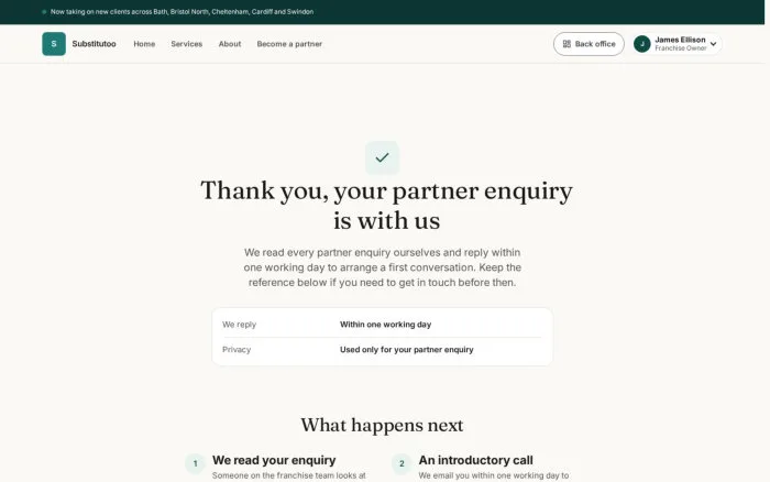 Thank you, your partner enquiry is with us
