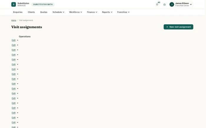 Visit assignments