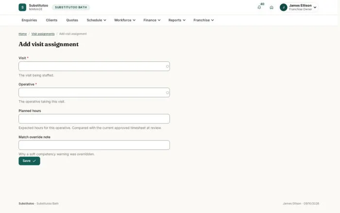 Add visit assignment