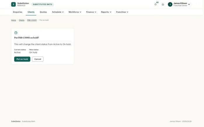 Put FRB-C0001 on hold?