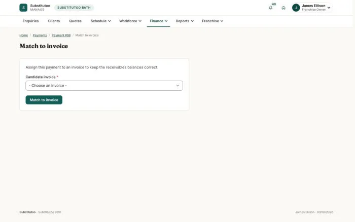 Match to invoice
