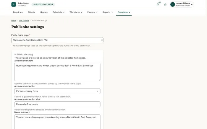 Public site settings