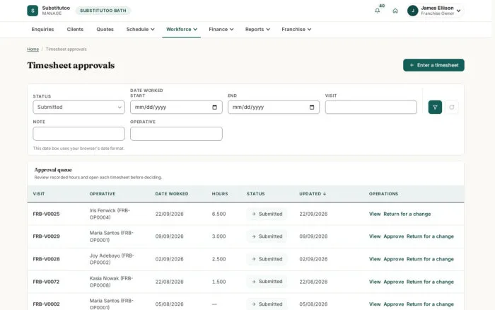 Timesheet approvals