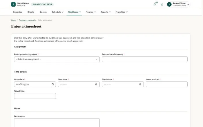 Enter a timesheet