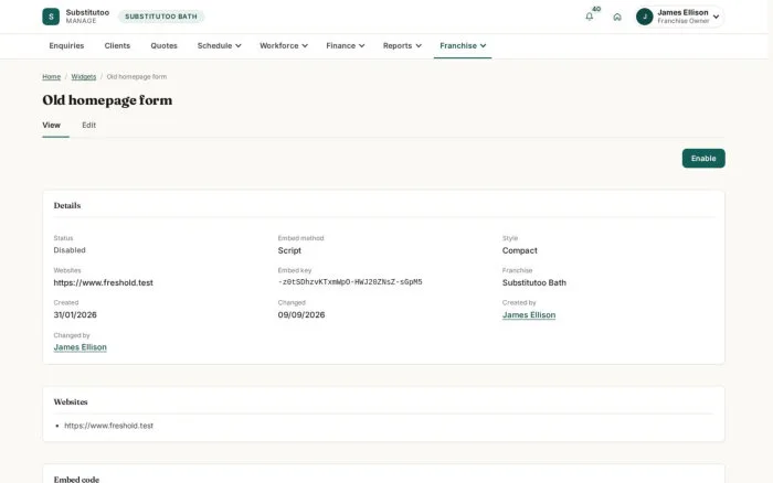 Old homepage form