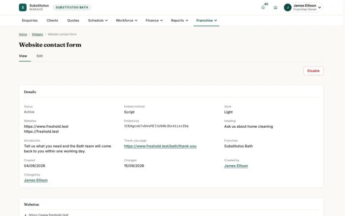 Website contact form