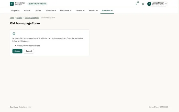 Old homepage form