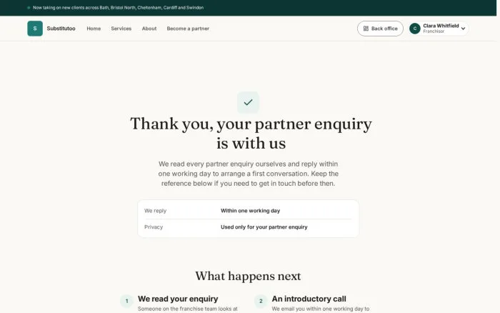 Thank you, your partner enquiry is with us