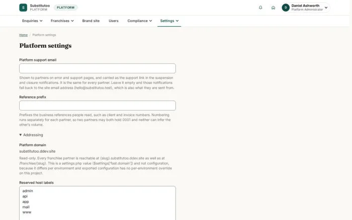 Product settings