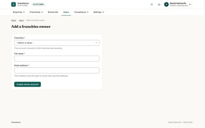 Add a franchise owner