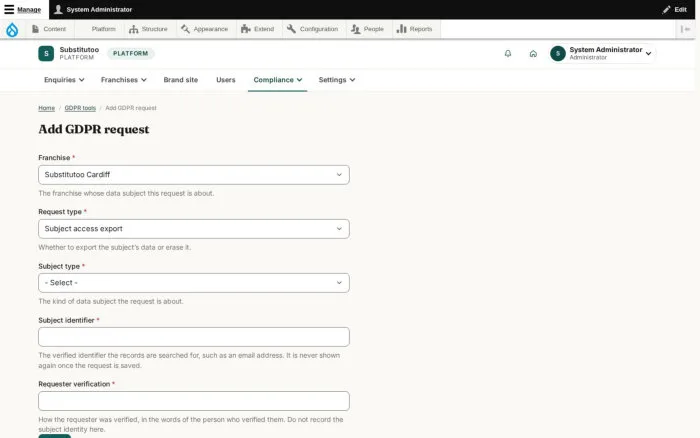 Add GDPR request