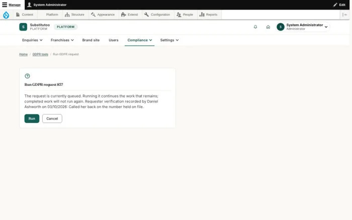 Run GDPR request 83?
